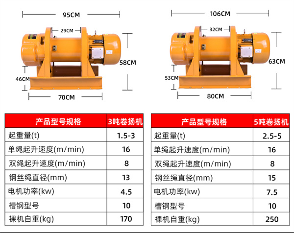 3噸5噸卷揚(yáng)機(jī)規(guī)格尺寸